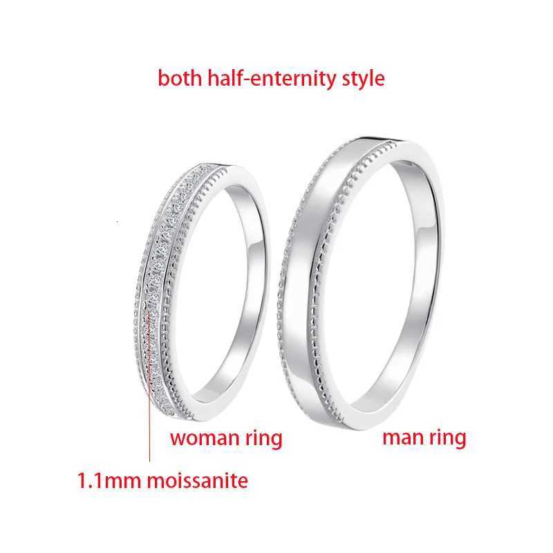 TFGLBU Trendy Full Moissanite Ring for Women Couple Set Lab Diamond Real 925 Sterling Silver Certified Band Wholesale JewelryW251017