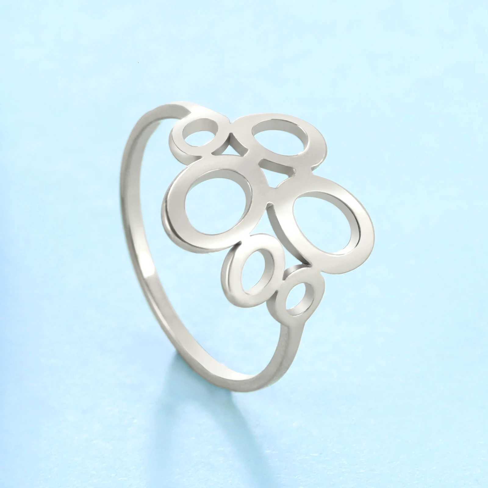 Skyrim Women Irregular Geometric Ring Stainless Steel Minimalist Oval Finger Rings Kpop Fashion Jewelry Gift for Lover New InW251017