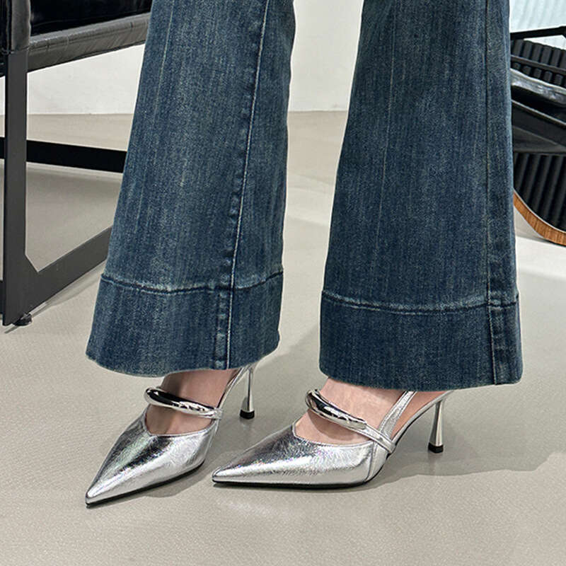 2025 New Women's Designer Shoe - Pointed Mary Jane High Heels, Elegant Shallow Mouth Closed-Toe Sandals Ideal for Skirt Outfits