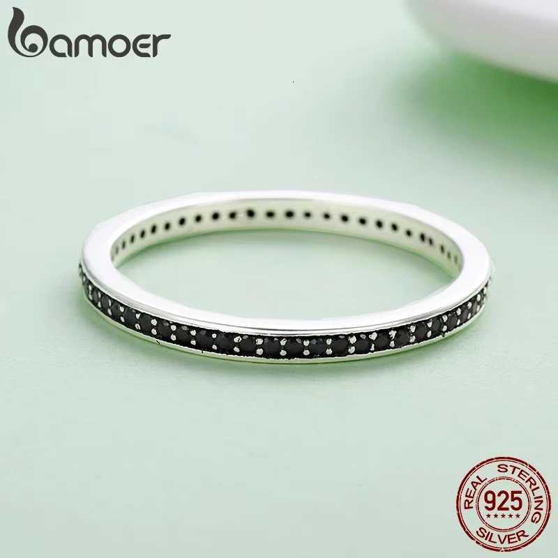 BAMOER Authentic 925 Sterling Silver Dazzling CZ Stackable Rings for Women Wedding Jewelry Mother Gift SCR114W251017