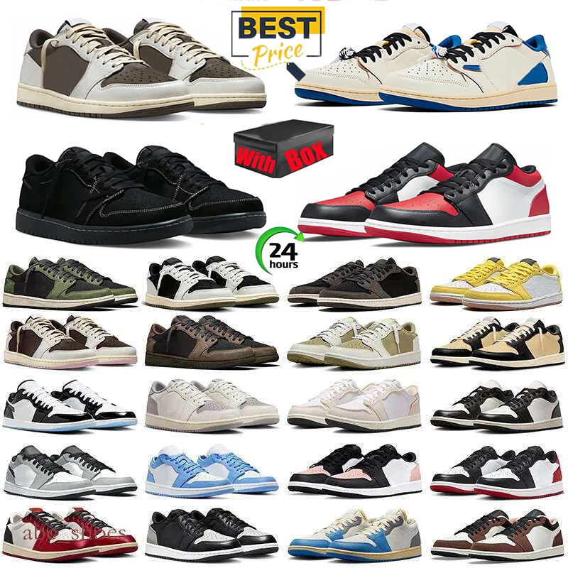 With Box Designer Men Women 1 Basketball Shoes 1s low Sneakers Black Phantom Gym Red Bred Toe Court Purple Game Royal Outdoor Sports Trainers Sneaker eru36-47