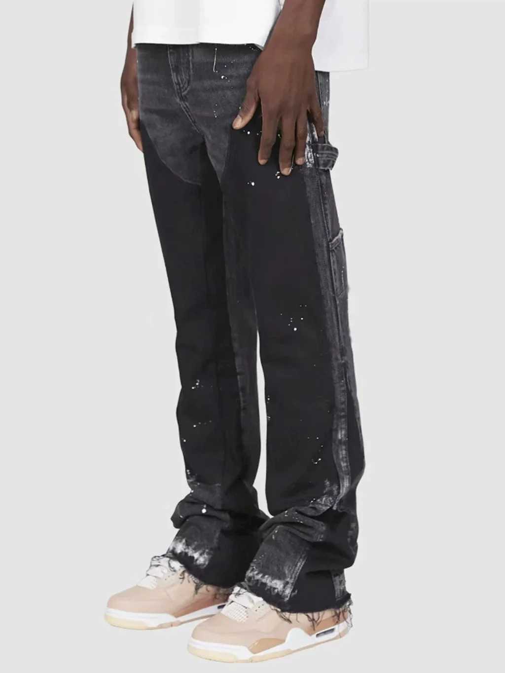 Mens Punk High Street RawEdge Skinny Jeans with Micro Trumpet Detail Y2K Low Rise Stretch Floor Length Biker Rock Pants 20251 Y251105