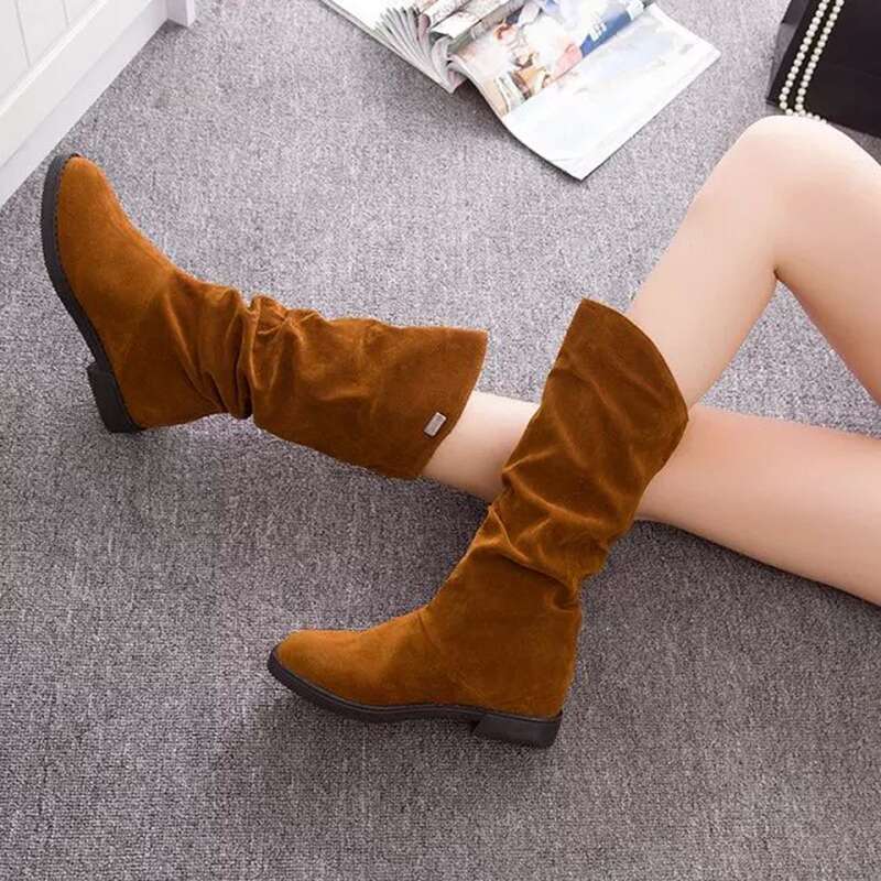 Ankle Waterproof Leather Chic Casual Mid Heel Pointed Toe Buckle Outdoor Boots