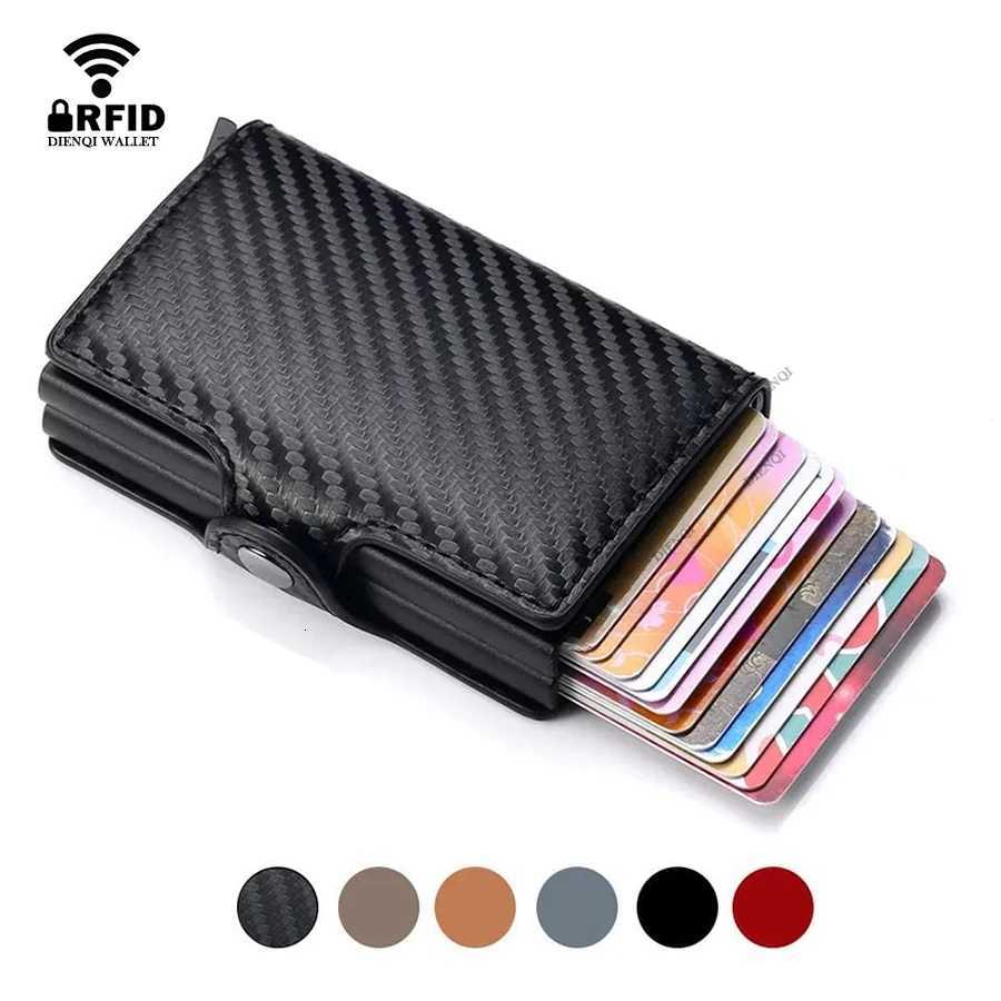 Anti Rfid Carbon Fiber Credit Card Holder Mens 14 Bank Cardholder Case Wallet Metal Minimalist Wallet Money Bag Male PursesW251017