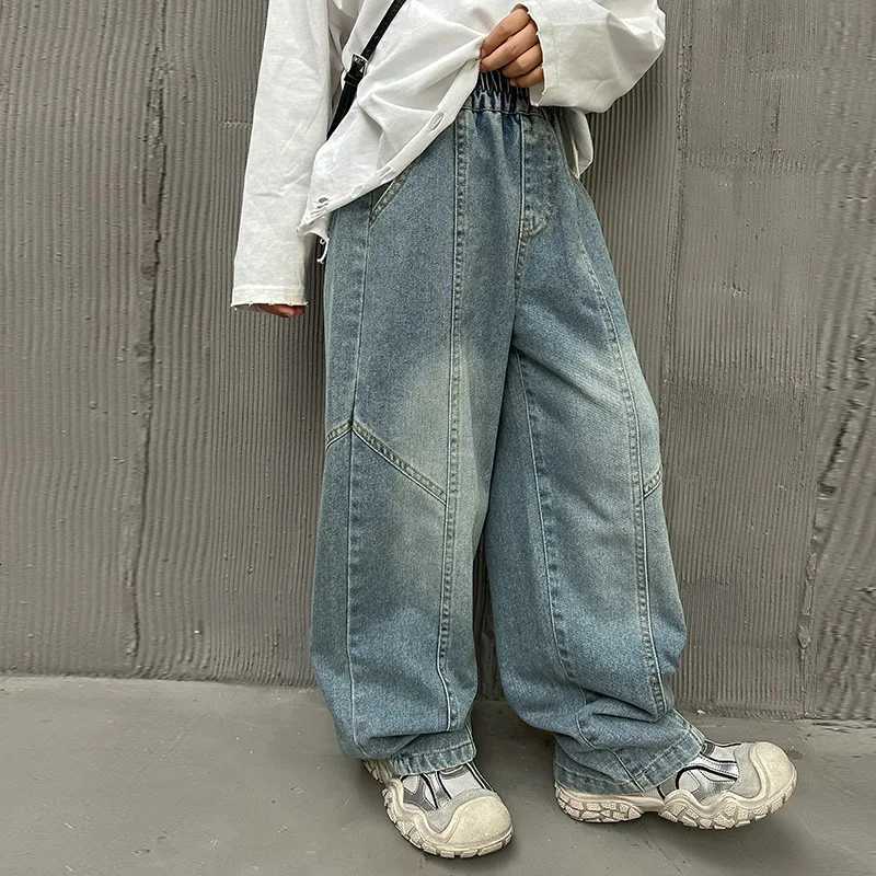 High Quality Big Boy Jeans Denim Pants Kids Casual Wide Straight Jeans Elegant Baby Child Denim Trousers 5 6 7 8 9 10 11 12 14 YT251017