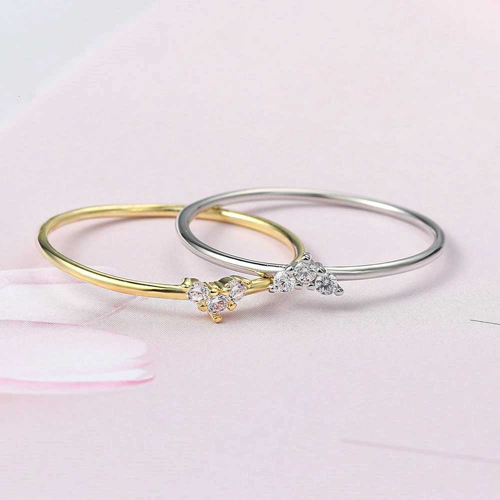 ZHOUYANG Dainty Ring For Women Little Heart Thin Knuckle Ring AAACZ Light Yellow Gold Color Daily Fashion Jewelry KAR173W251017