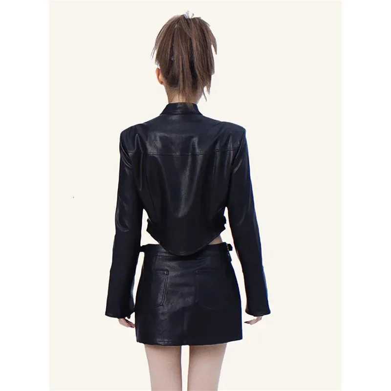 Black PU Leather Jacket For Women 2025 New Street Vibe Motorcycle Jackets Top Ladies Leather Coat Fashion Artificial LeatherT251017