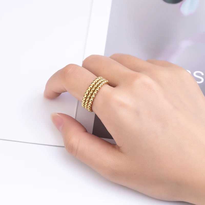Cute Three in one Bead Chain Shape Ring Stainless Steel High Quality Jewelry Gift Ring For Women And Girls Drop ShippingW251017