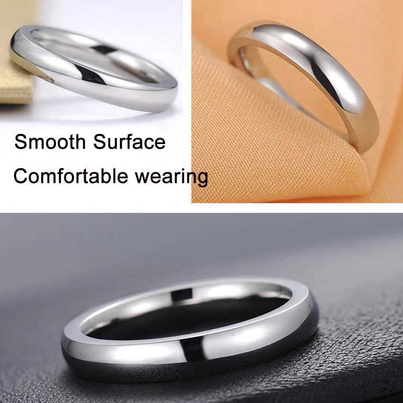 S925 Stamped White Gold Color Tibetan Silver Ring Simple 4mm Stanless Steel Rings for Men Women Couple Gift Jewelry AccessoriesW251017
