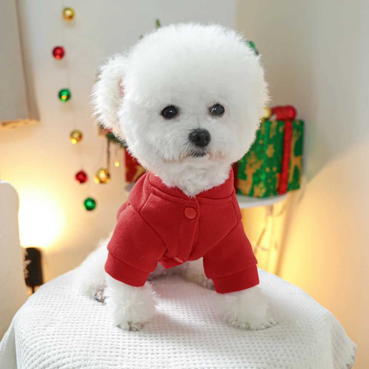 Jingle Sweater Elk Pet Dog Cat Clothes Autumn and Winter Christmas Cardigan Can Be Towed Red CardiganW251017