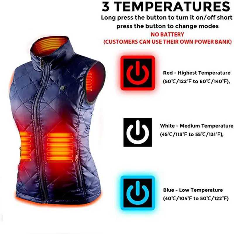 Women 9zone Dual Switch Heating Vest Autumn and Winter Cotton Vest USB Infrared Electric Heating Suit Flexible Thermal Vest H251017