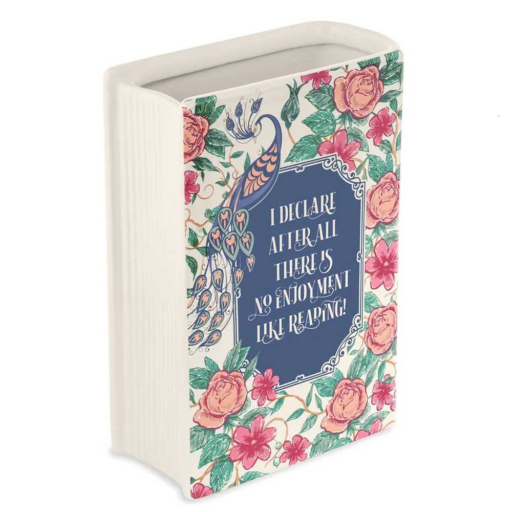 Square Book Ceramic Vase Creative Painted Vase Art Flower Arrangement Accessories Living Room Home Decoration Table Vase C251017