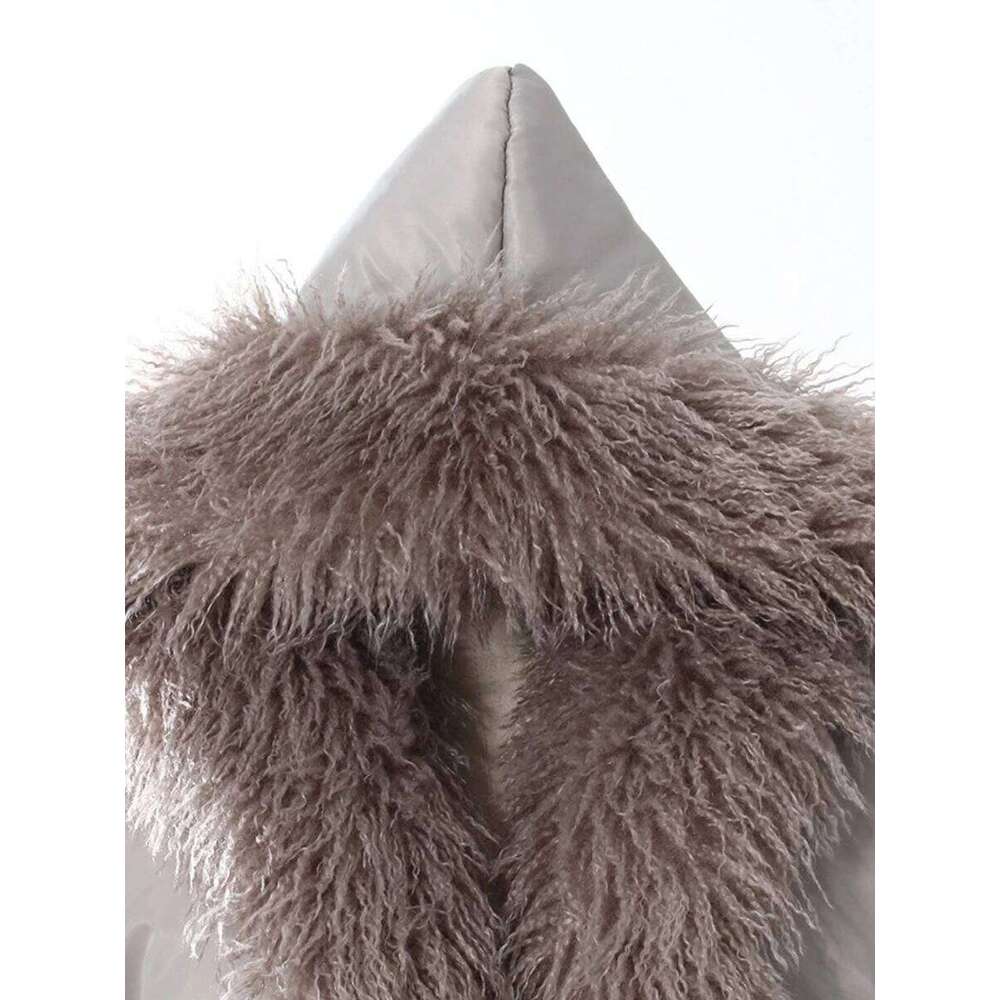 Gray Spliced Fur Retro Jacket Female Hooded Long Sleeve Loose Minimalist Casual Women's Jackets Winter Fashion Style