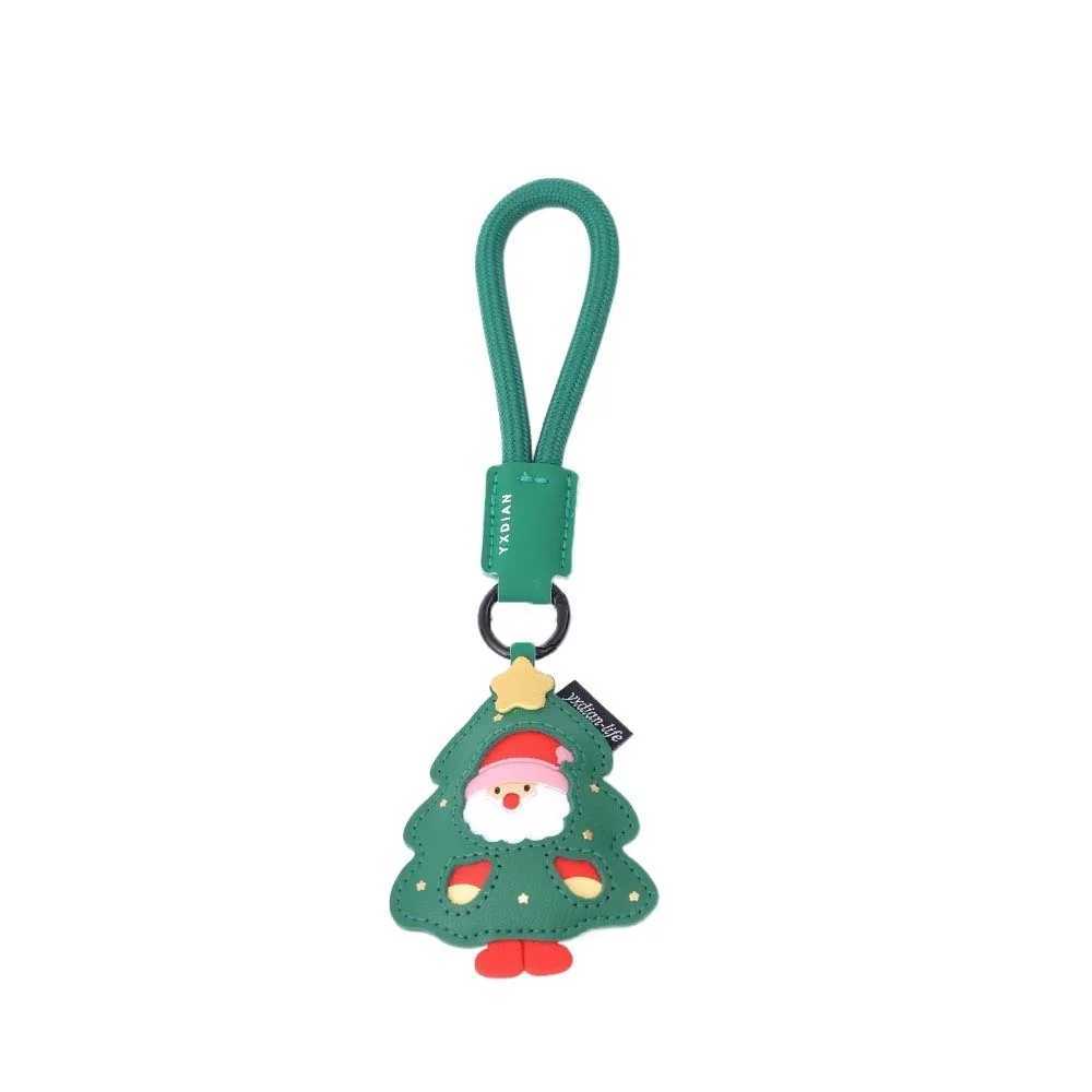 Bag Charm Waterproof Christmas Key Ring Exquisite Sewn Santa Claus Keychain Cartoon Christmas Tree Leather Elk Pendant J251017