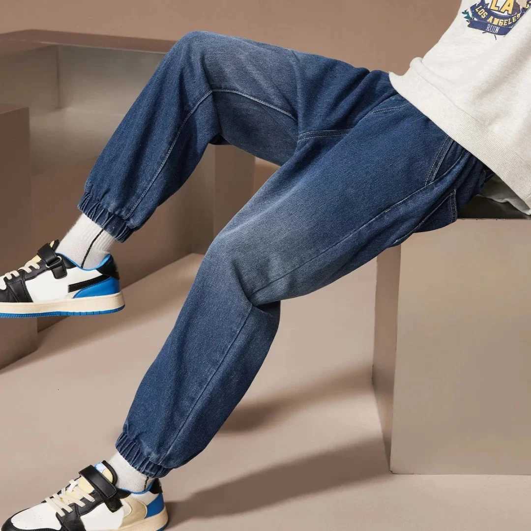 IENENS Fashion Teen Causal Jeans Kids Boy Straight Denim Trousers Child Elastic Waist Pants 411 Years Old ClothesT251017