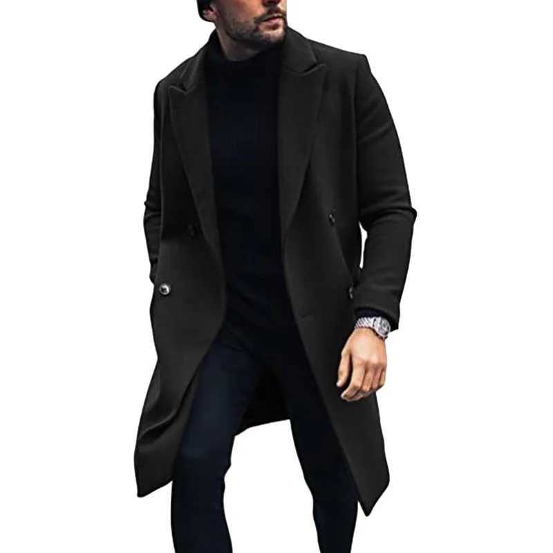 In Stock plus Size Autumn and Winter Woolen Coat Mens Woolen Trench Coat J251017