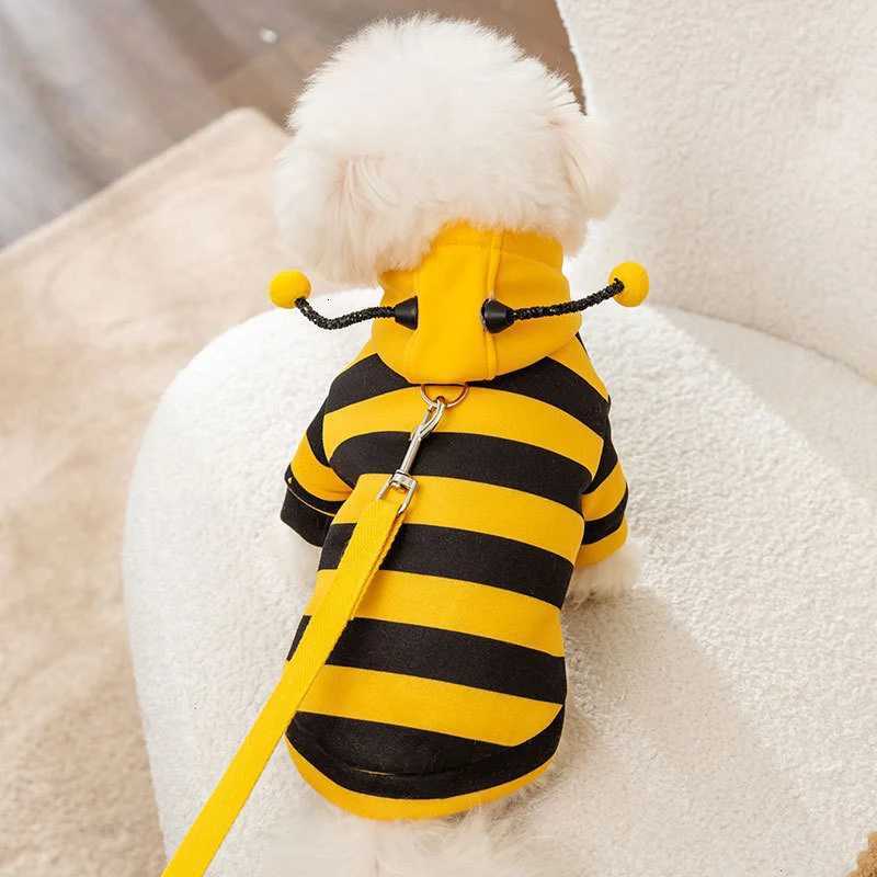 Cute Halloween Dog Bee Costume Autumn Winter Dog Hoodies for Small Medium Dogs Stripe Puppy Pullover Coat Hooded Pet ClothesW251017