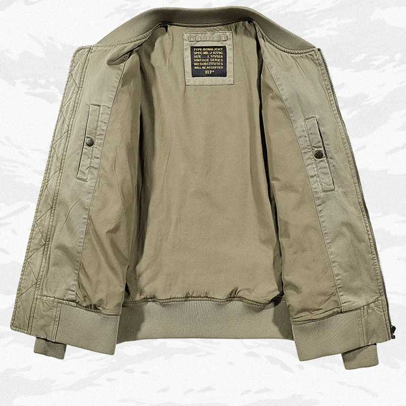 Vintage Washed Pilot Jacket Mens Multi Pocket Embroidered Badge Cargo Coat Military Tactical Flight Jacket for Male J251017