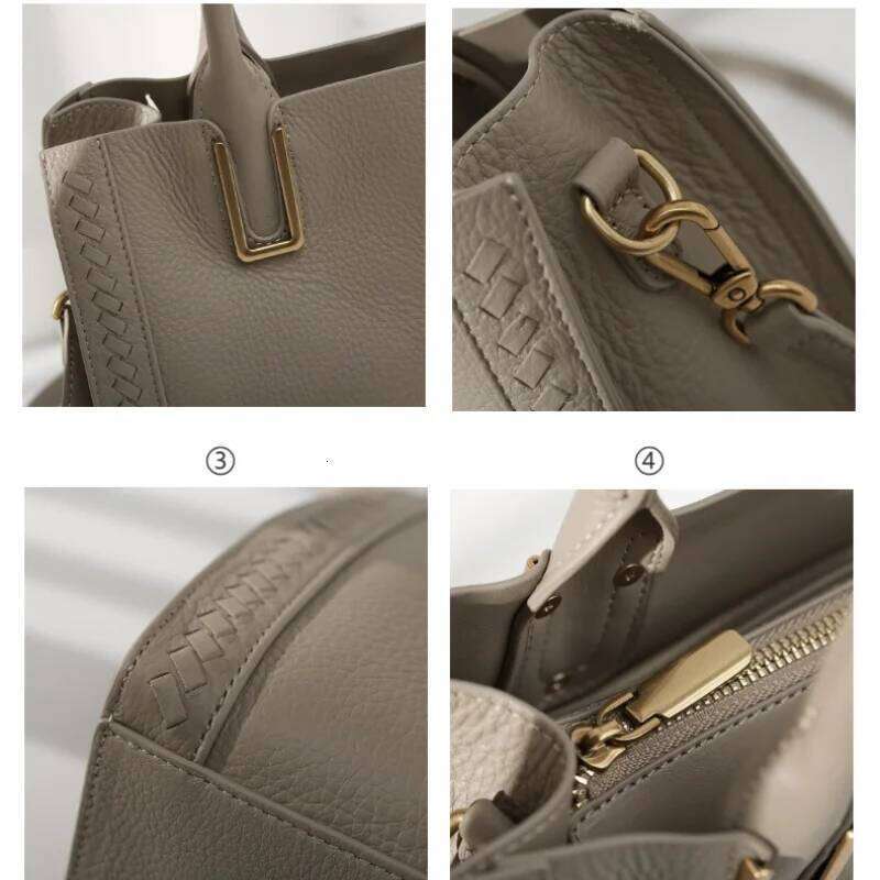 Limited Simple Classic Natural Cow Leather Women's Handbag Designer Large Tote Business Commuter Ladies Shoulder Bag