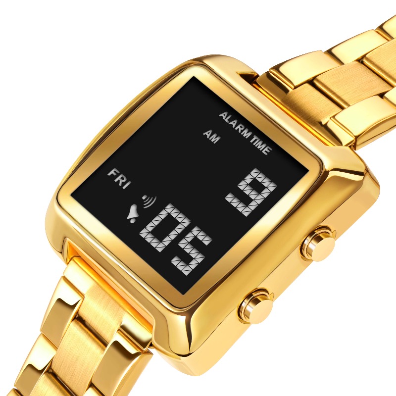 Binda Women's Stainless Steel LED Digital Watch Waterproof Fashion Business Electronic Wristwatch Reloj Mujer