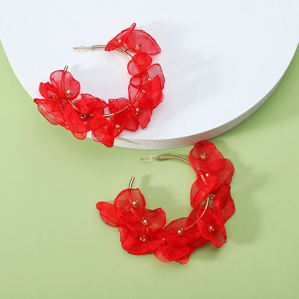 Flower Big Hanging Dangle Earrings For Women Girl 2025 Trend Lace Cotton Petals Fairy Elegant Jewelry Accessories 251016