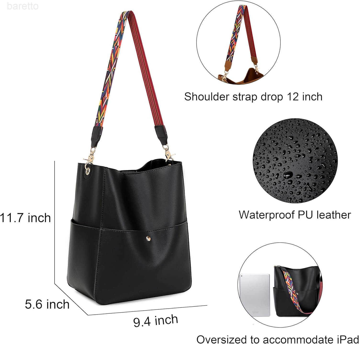 Bucket Purses for Women Designer PU Leather Bucket Bags With 2 Adjustable Guitar Strap Hobo Bag for Women Z251017