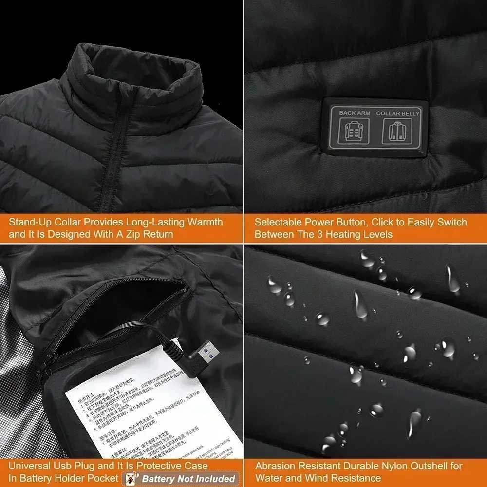 21 Zone Heating Vest Jacket Men USB Smart Switch Electric Heating Sleeveless Jacket Winter Warm Clothes Women Thick Padded Vest H251017