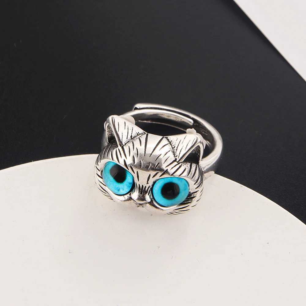 Cute Silver Color Alloy Cat Ring Fashionable Cat Eye Opening Adjustable Ring For Women Trendy Jewelry Accessories Gift Z251017