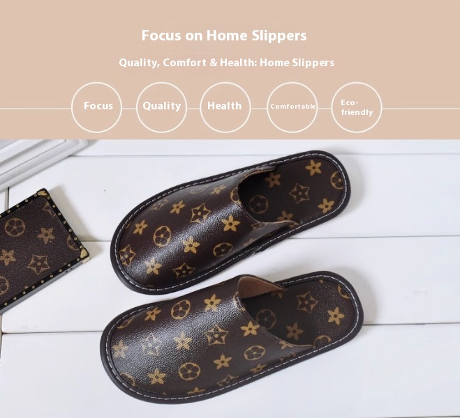 Designer high-quality autumn home leather slippers, suitable for men and women couples, indoor soft-soled leather floor club slippers