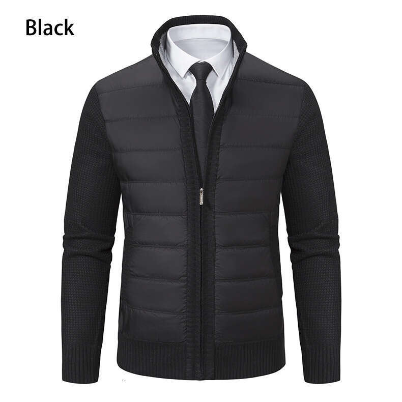 Autumn Winter New Cardigan Sweater Knitted Stand Collar Fleece Lined Thickened Men's Jacket B5