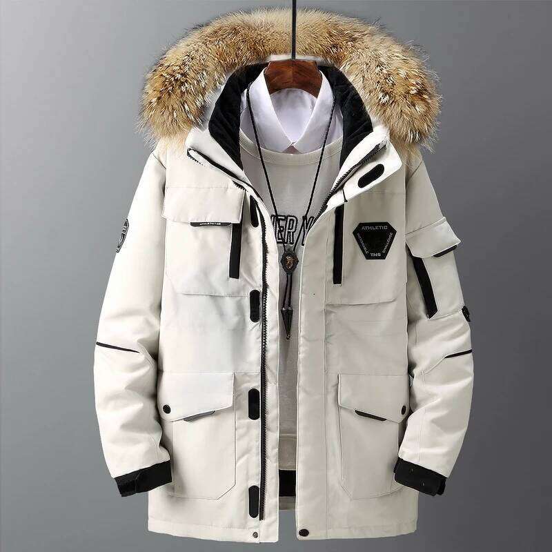 Men's Jackets Big Real Fur Collar Warm Parka -30 Degrees Men Casual 90% White Duck Down Coats Winter Snow Thicken Overcoat Down Jacket
