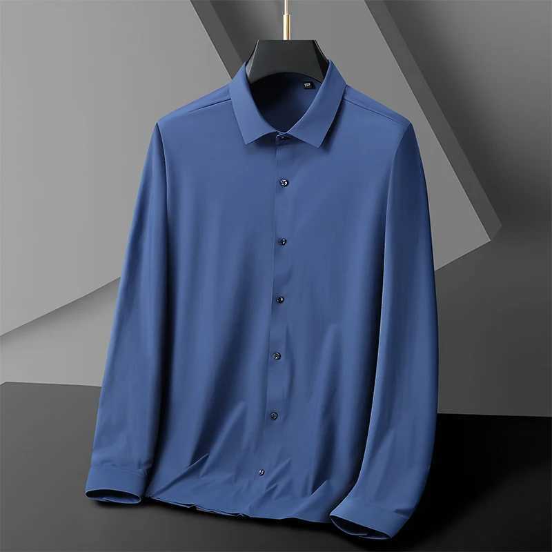 Summer Mens Elastic Long Sleeve Shirt Oversize 6XL 7XL 8XL 10XL plus Size Formal Black White Designer HighQuality Traceless J251017