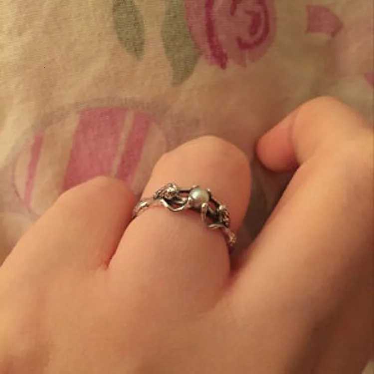 Fashion Mermaid Pearl Ring Silver Plated Blue Gem Mermaid Ring Personality Womens Party Jewelry Birthday Gift Size Us610W251017