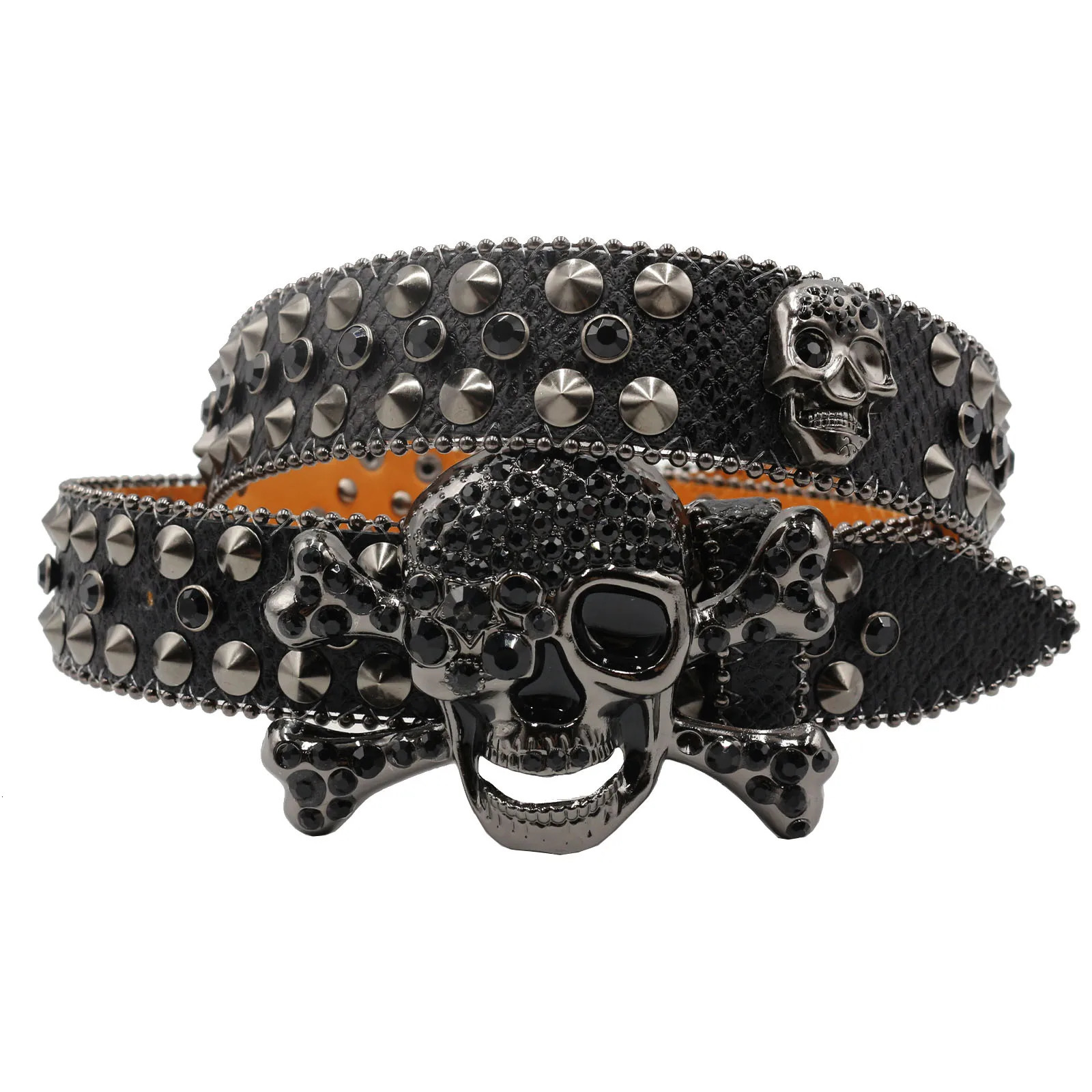 Maikun Womens Skull Rhinestone Belt Mens European and American Style Pin Buckle Belt Cowboy Style Fashion diamond 251010