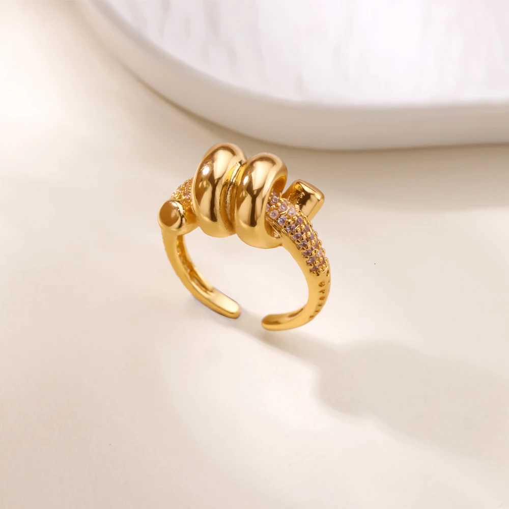 316L Gold Plated Stainless Steel Zircon Rings For Women Chain Geometry Finger Ring Jewelry Gift anillos mujer 2025 New TrendyW251017