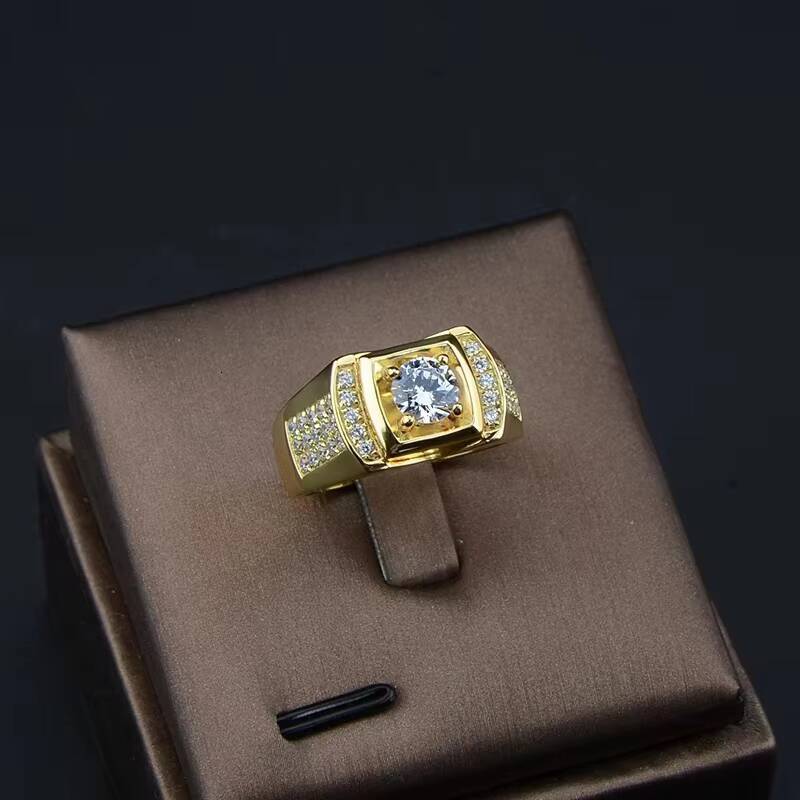 Fashion GRA Certificate D Color Moissanite Ring Elegant 925 Silver Plated 18K Gold Classic Wedding Hip Hop Men Moissanite Rings