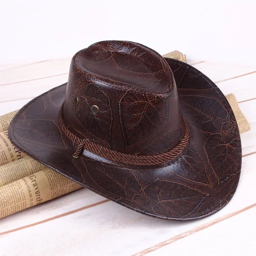 Cowboy Knight Hat Women Men Leather Caps Western Sun Hats Gentleman Jazz Vintage Cap Large Grassland Summer Autumn Visors 251015