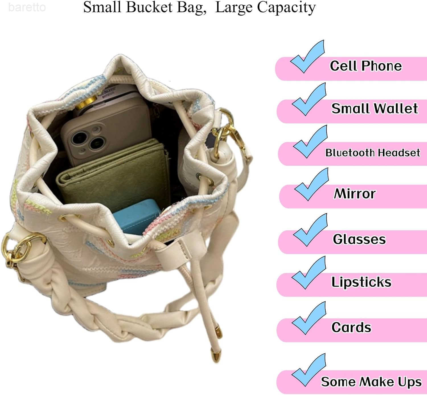 Small Bucket Bags for Women Mini Crossbody Tote Bag with Detachable Shoulder Strap Girls Top Handle Handbag Z251017