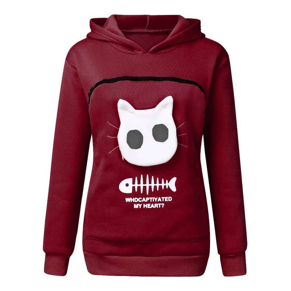 S-3Xl Cat Lovers Hooded Sweatshirt Kangaroo Dog Pet Paw Dropshipping Pullovers Cuddle Pouch Fish Pocket Hoodie