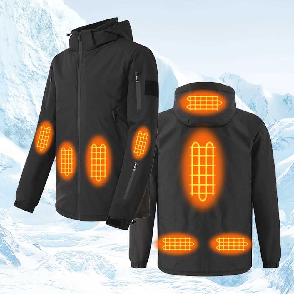 New Intelligent Heating Jacket Men 8 Area USB Electric Heated Hooded Coat Washable Windproof Warm Outdoor Jacket USB Charging H251017