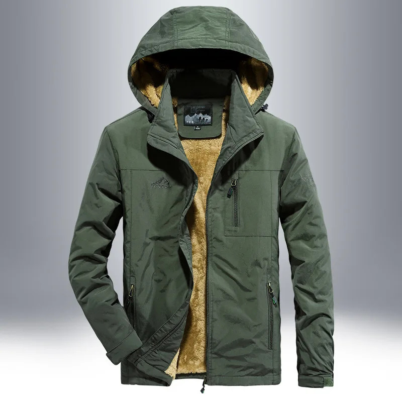 Autumn Winter Men Jacket Thicken Fleece Windproof Coldproof Men Parkas Coat Outerdoor Casual Zipper Hooded Outerwear For Male 251017