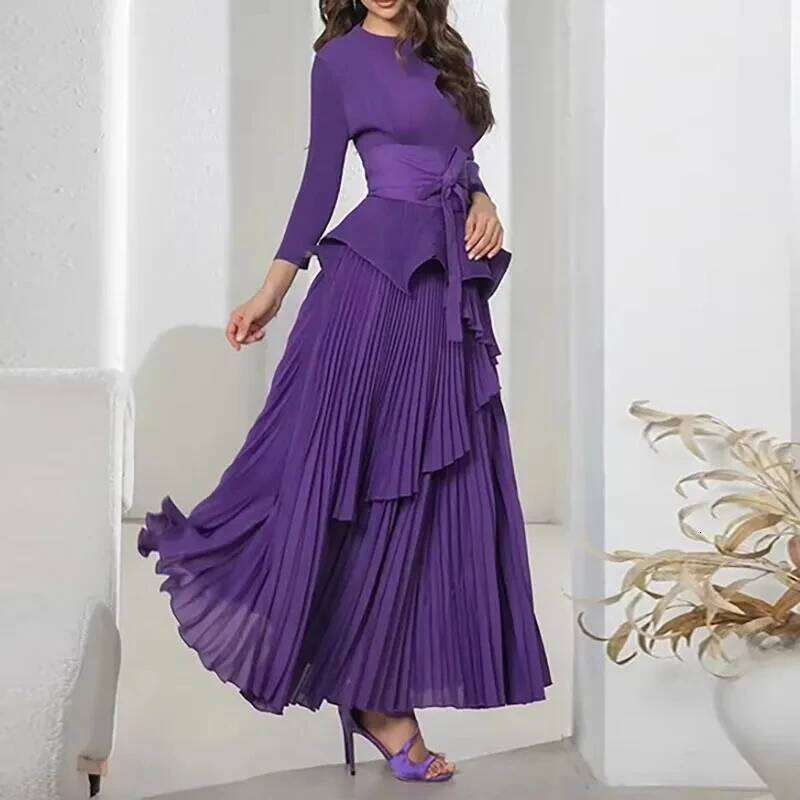 Miyake Folds 2024 Summer New Irregular Lantern With Long Skirt Two-piece Set