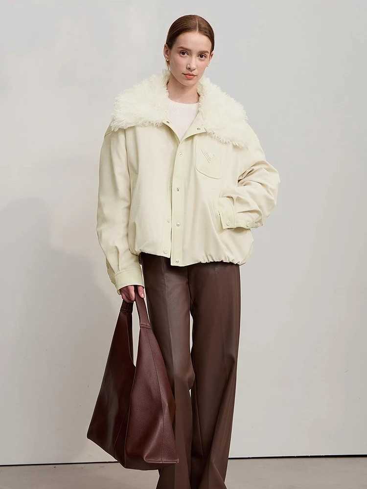 Amii Down Coats For Woman 2025 Winter New Casual Warm Patchwork Versatile Down Jacket Womens Long Sleeves Loose Top 12544075 W251016