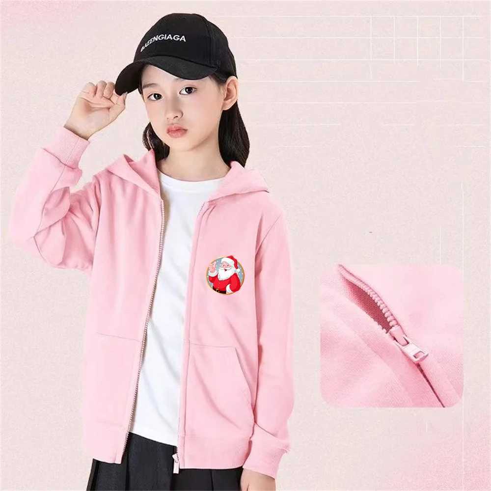 Christmas Age 212 children Zipper Hoodies Santa Claus black Tops Girls Sweatshirt Autumn Winter Long Sleeve Casual boy Hooded C251017