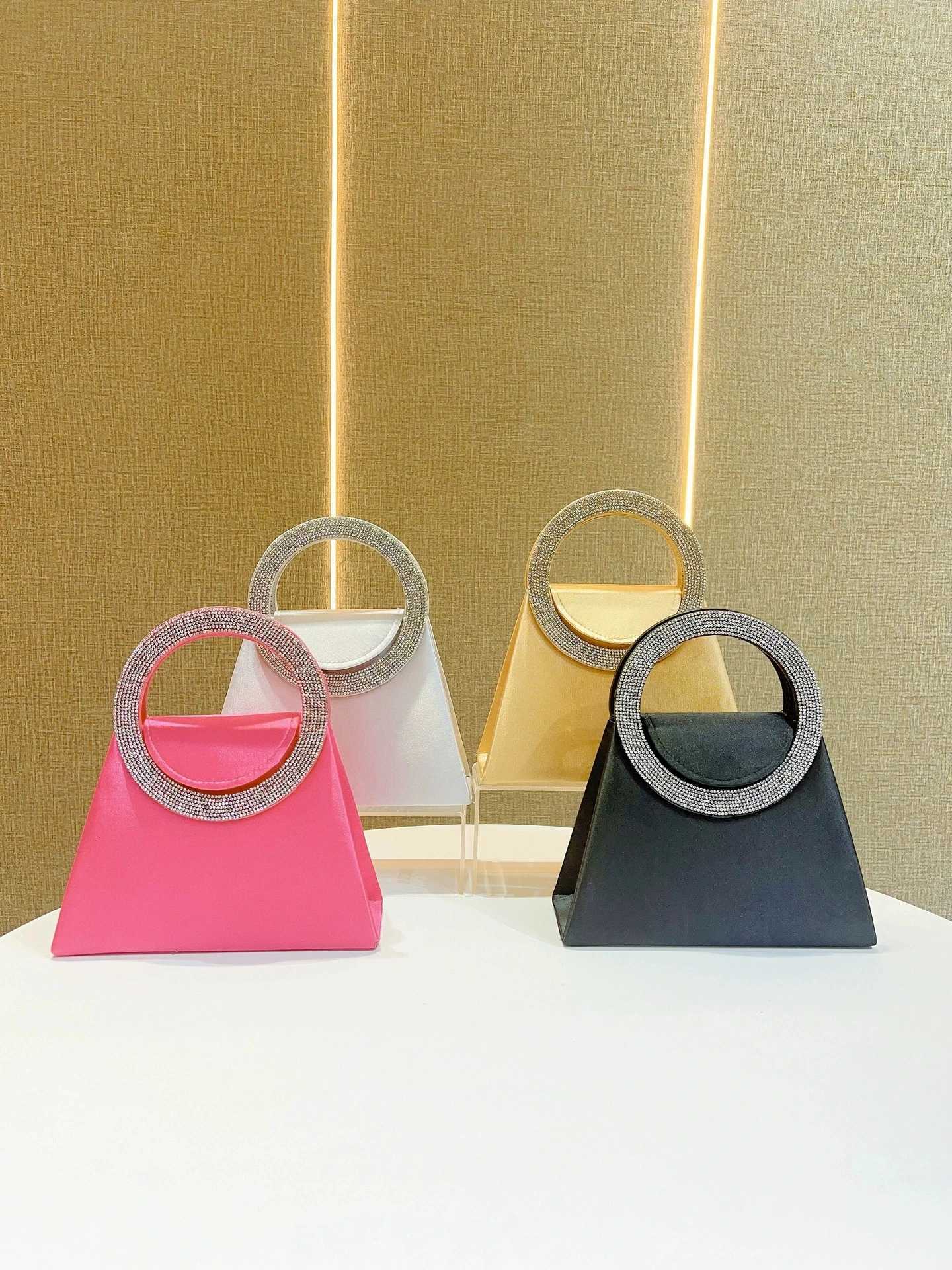 Luxury Diamond Satin Lining Evening Bag Cross Body Chain Trapezoidal Purse with Sparkling Rhinestone Clutch Tote for Daily Use Z251017