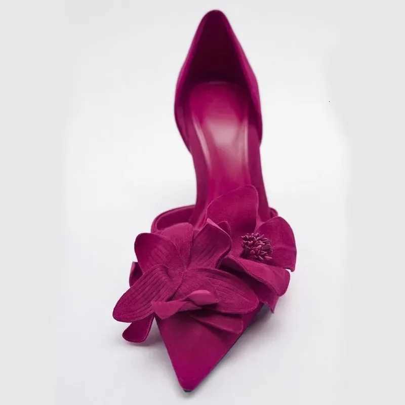 Luxury Designer Flower Decoration Women Pumps Sexy Pointed Toe Hollow High Heels Elegant Banquet Dress Shoes Tacones De Mujer Z251015