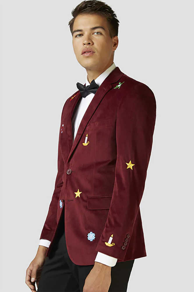 Modern 2 Pieces Men Suits Single Breasted Notched Lapel Christmas Jacket Blazer Formal Holiday Party Customized Outfits