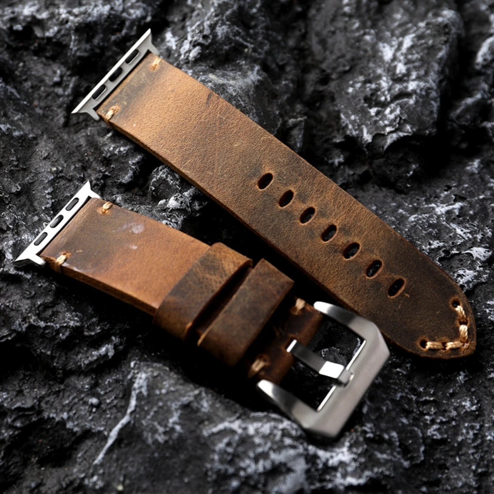 Highend head layer cowhide leather strap for iWatch Watch Ultra2 S8 S9 49mm 45mm Italian Genuine Leather Bracelet 251016