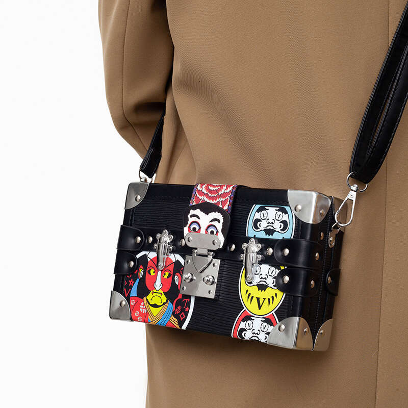 High-end Crossbody for Women, New Single Shoulder Box Trendy Brand Women's Bag, Unique Graffiti Versatile Small Square Bag