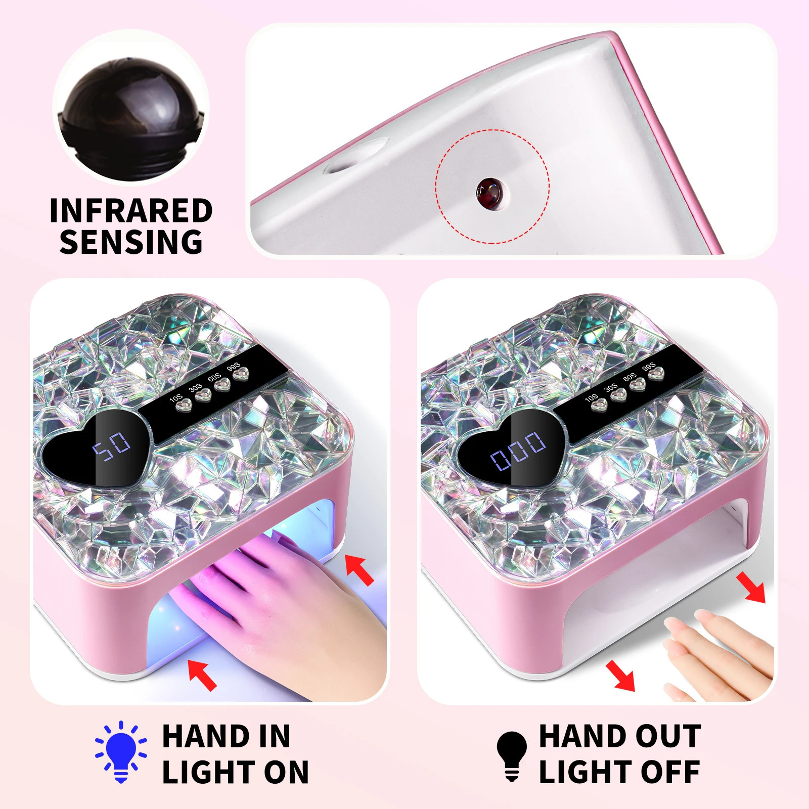 Professional UV LED Nail Lamp 45 LED Lamp Beads Nail Dryer with Timer Sensor Quick Cure All Gel Manicure Nail Light Tool 251014